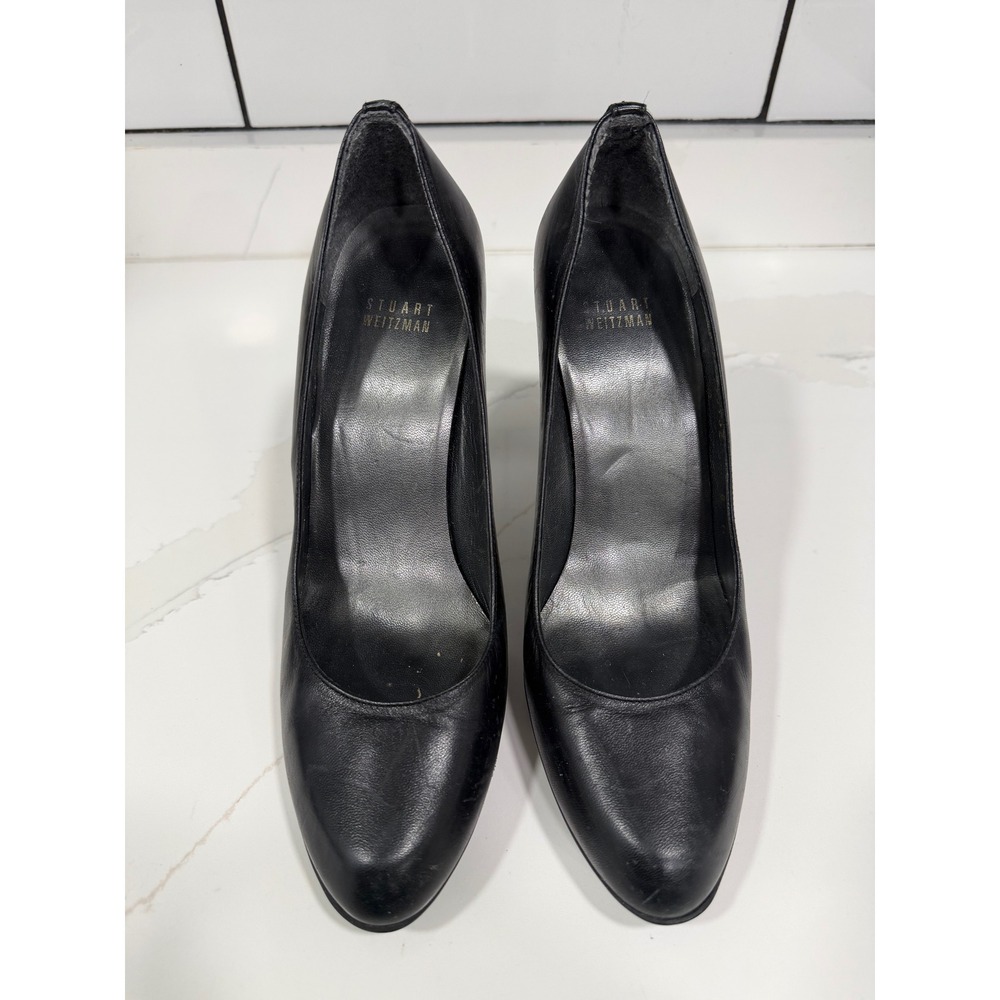 Stuart Weitzman Black Leather Round Toe Platform Pumps LW55732 Mens 8 M Spain